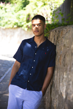 Custom Fit Linen Shirt Newport Navy Polo Ralph Lauren EQVVS