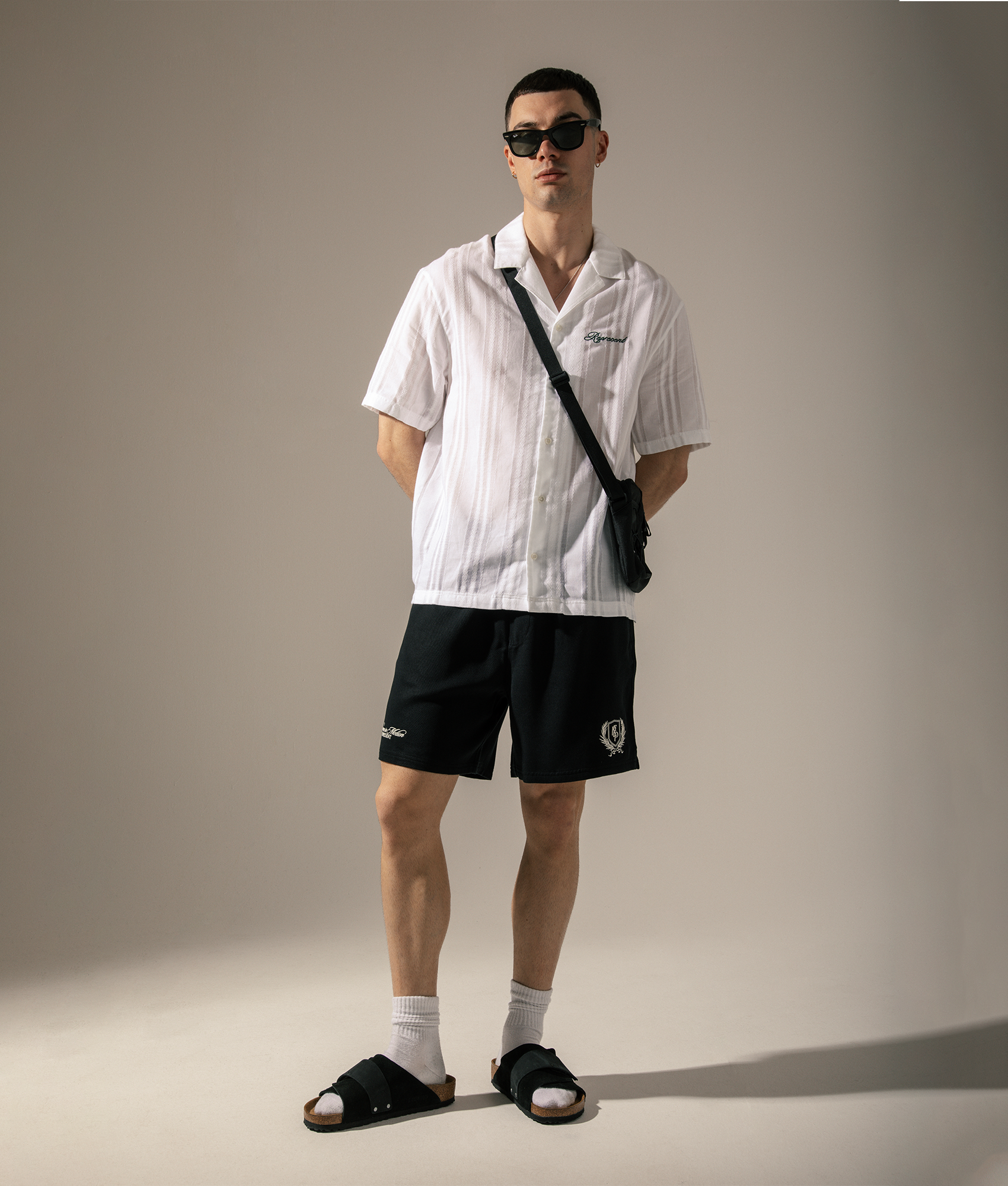Oversized Embroidered Bowling Shirt. Shot by EQVVS. Campaign Full Shot.