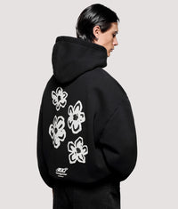 Box Fit Hibiscus Hoodie: Black 
