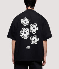 Box Fit Hibiscus T-Shirt: Black 