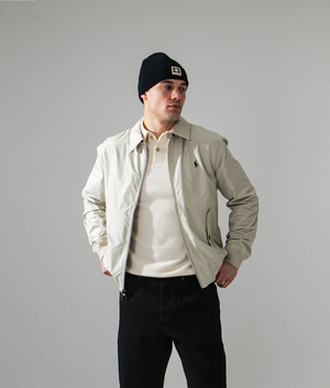 Ralph Lauren, Packable Windbreaker Jacket, stoneware grey, Eqvvs Menswear, campaign angle