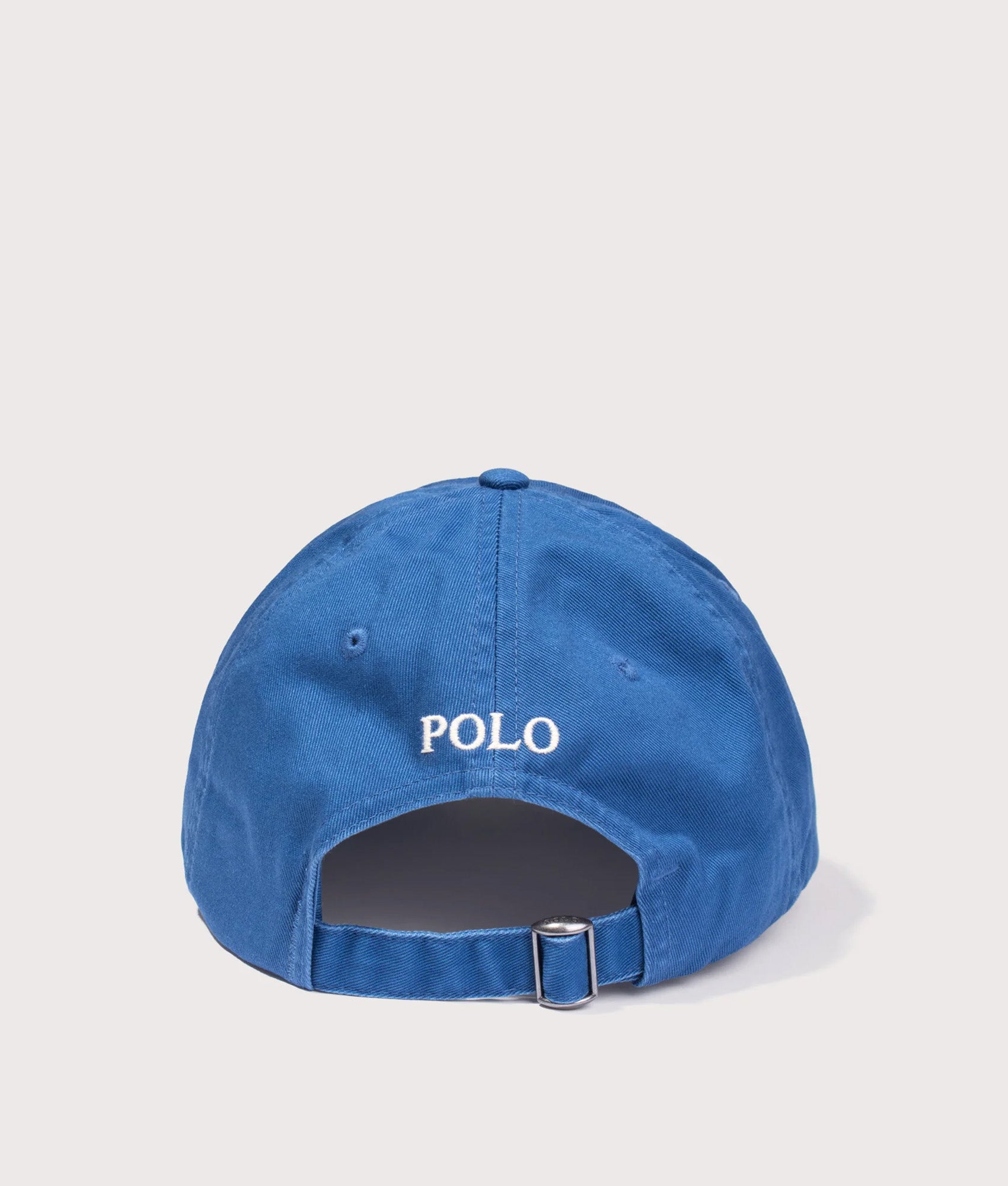 Polo Ralph Lauren Iconic Cotton Chino Ball Cap in Dusty Azure and Cream Polo Pony at EQVVS Menswear. Back shot.