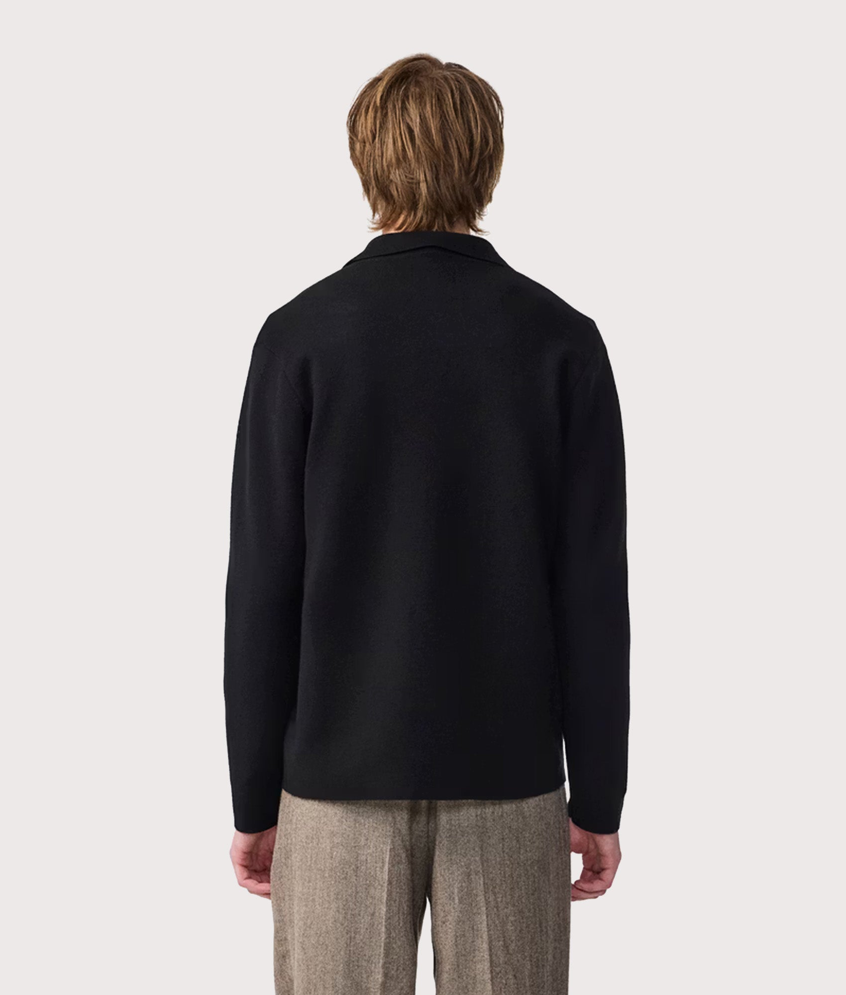 NN.07 Jonas Wool Overshirt in Black at EQVVS Menswear. Model Back shot.