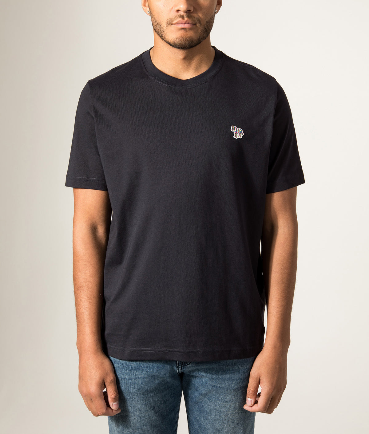 PS Paul Smith Zebra Logo T-Shirt in Black at EQVVS Menswear. Front model shot.