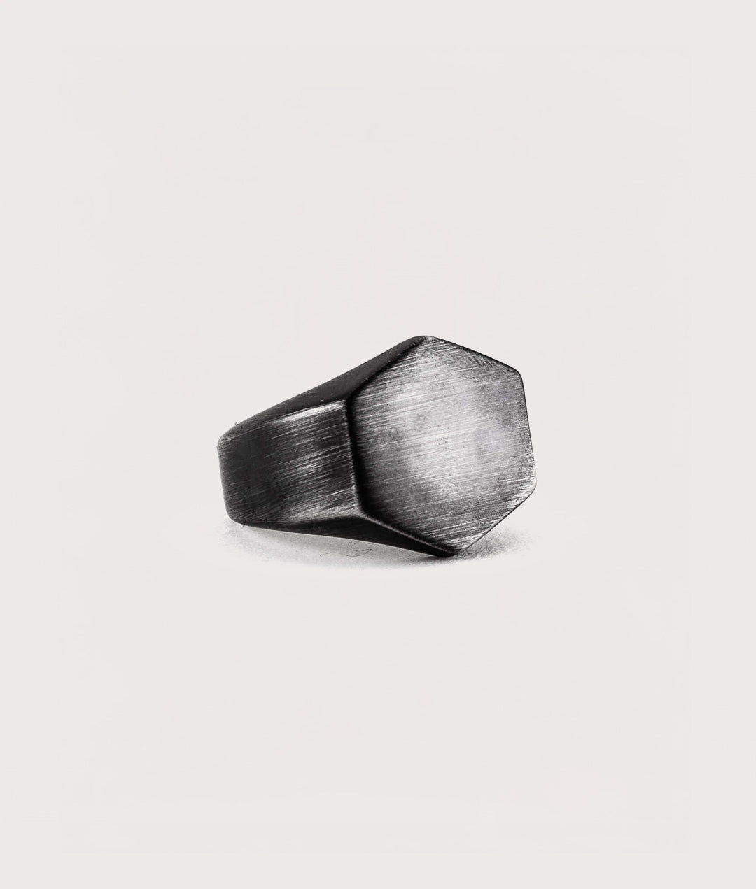 Mysterious Jeweller, Stainless Steel Signet Ring, Eqvvs Menswear, front shot angle
