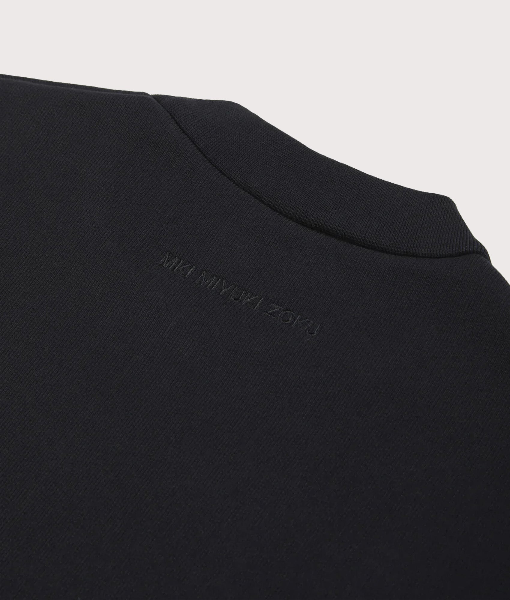 MKI Miyuki Zoku 800 GSM Superweight Crewneck Sweatshirt in Black at EQVVS. Detail back shot.