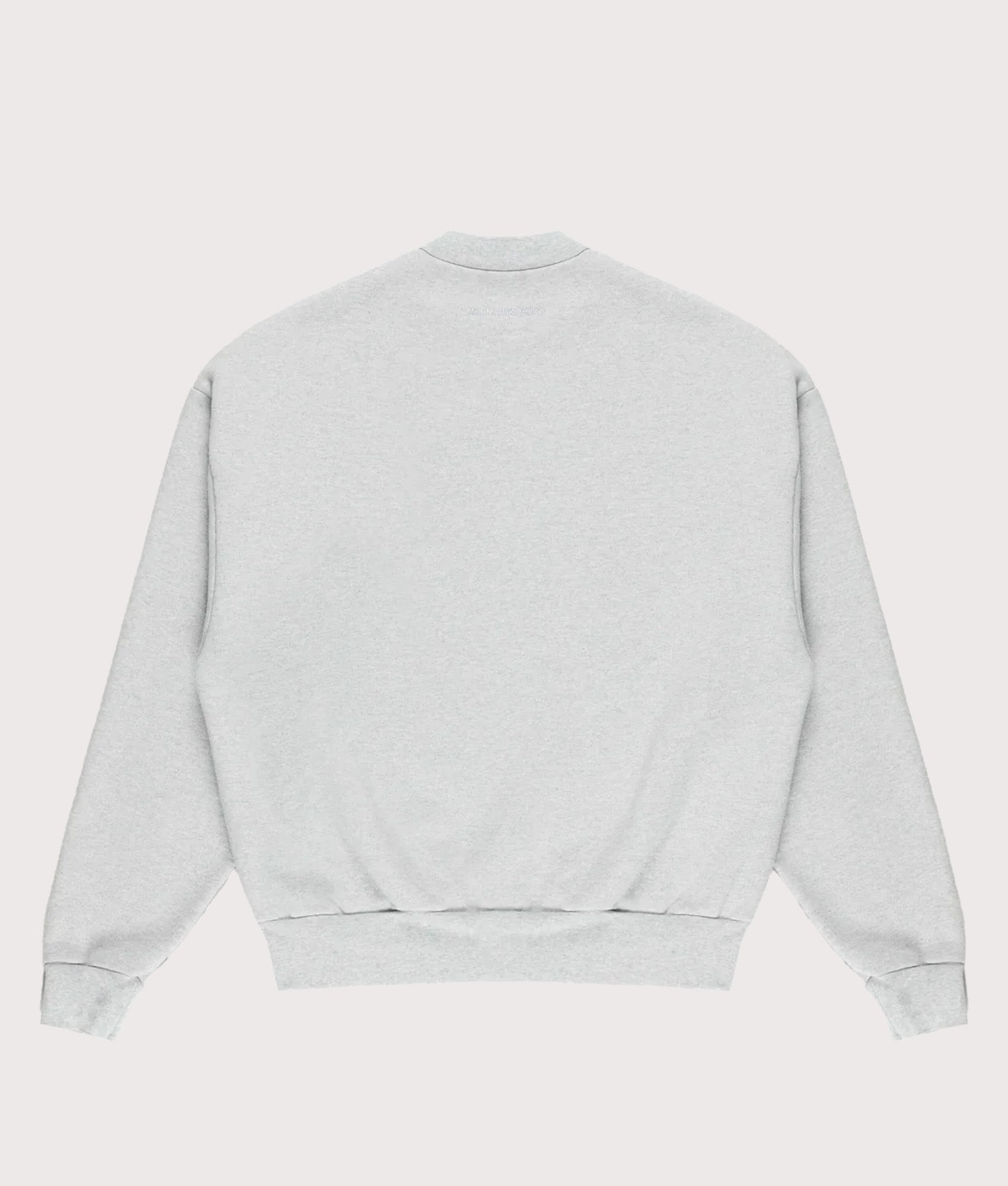 Oversized 800 GSM Superweight Sweatshirt in Grey by MKI MIYUKI ZOKU at EQVVS. Back shot.