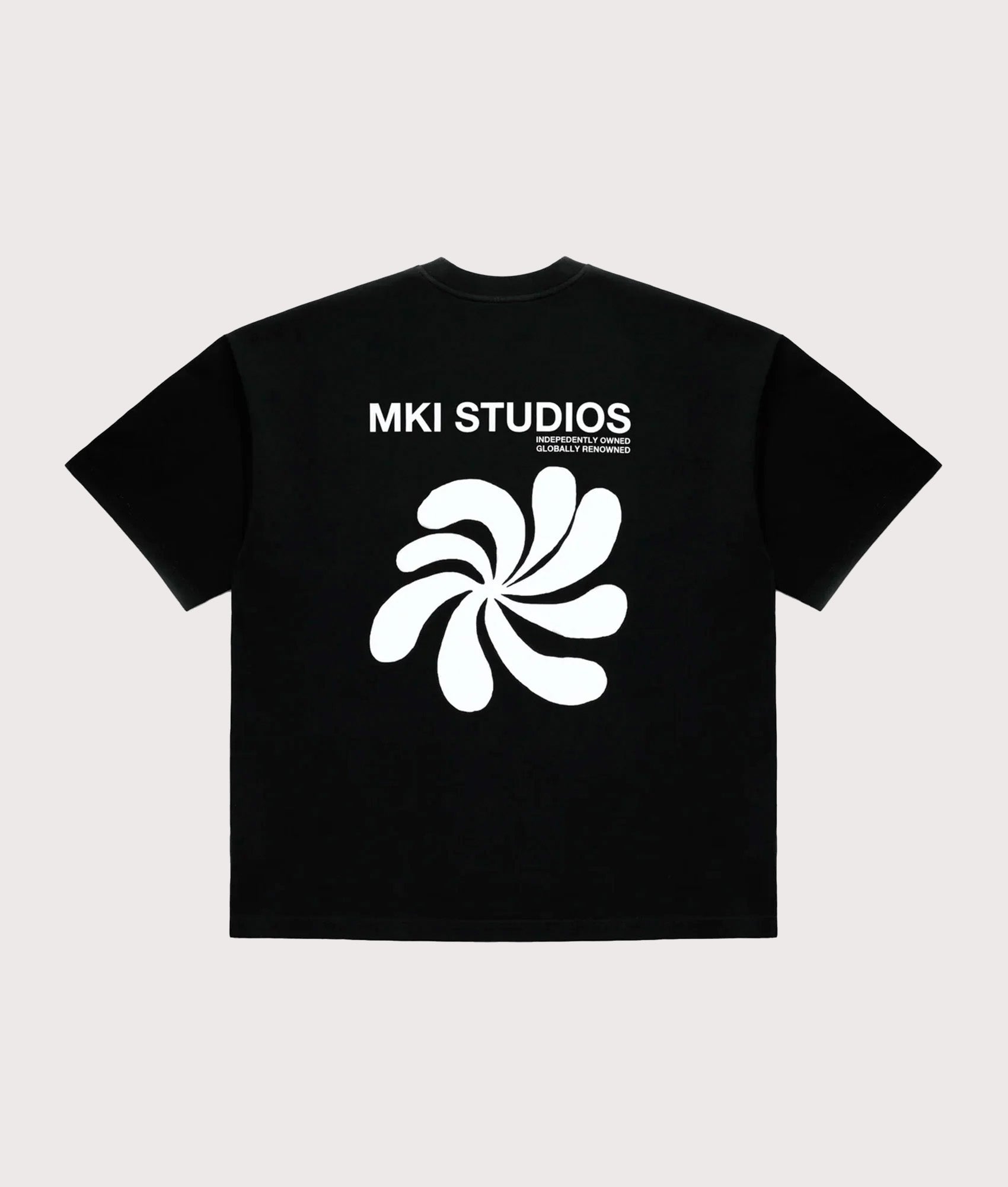 MKI MIYUKI ZOKU Oversized Abstract T-Shirt in Black at EQVVS Menswear. Back shot.