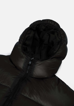 MKI MIYUKI ZOKU Translucent Bubble Jacket in Black at EQVVS Menswear. Flat Detail Shot. 