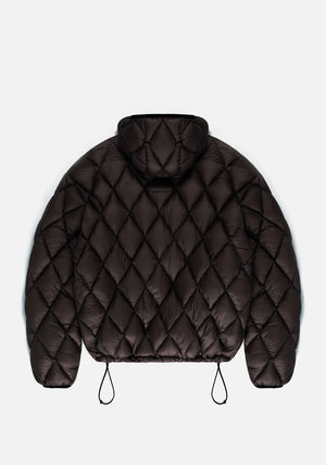 Diamond Bubble Jacket in black by MKI Miyuki Zoku. Flat shot. 