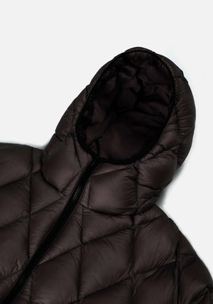 Diamond Bubble Jacket in black by MKI Miyuki Zoku. Detail shot. 