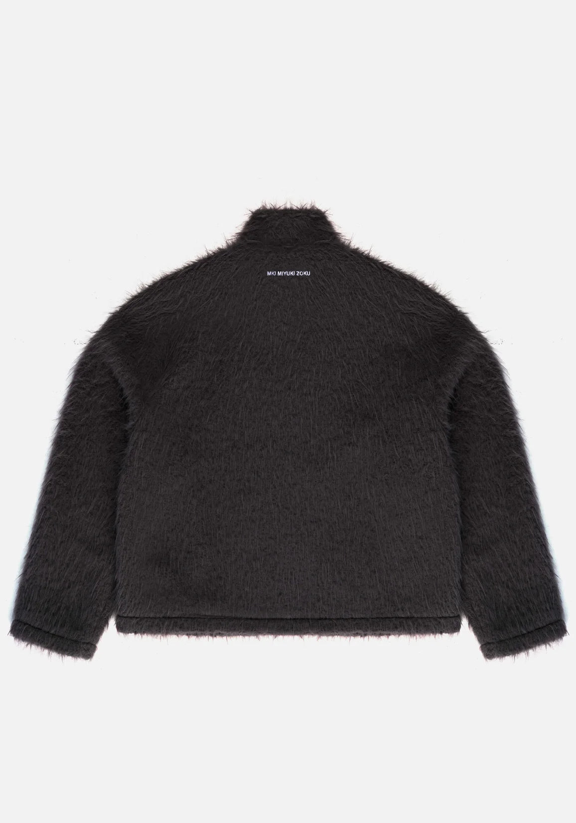 Faux Alpaca Track Jacket in Charcoal. MKI Miyuki Zoku. Flat shot. 