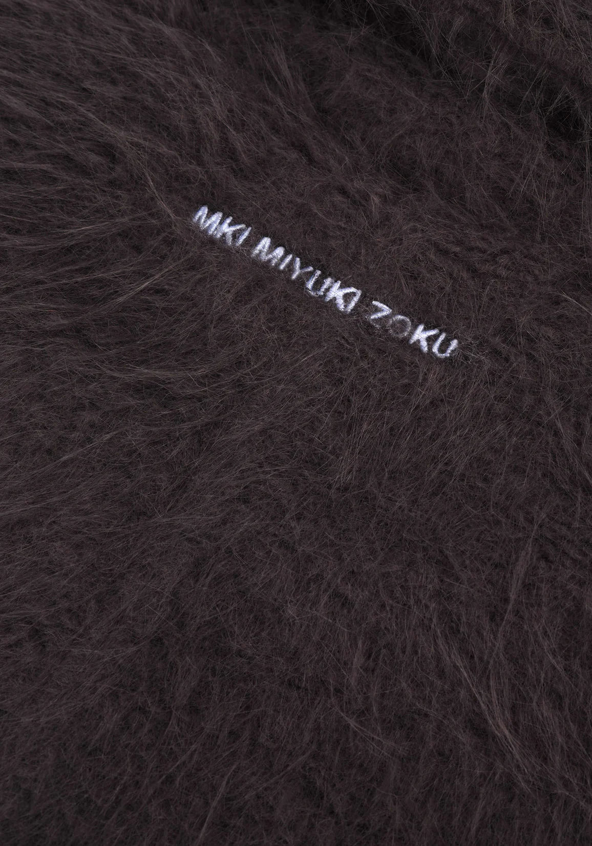 Faux Alpaca Track Jacket in Charcoal. MKI Miyuki Zoku.  Detail shot. 