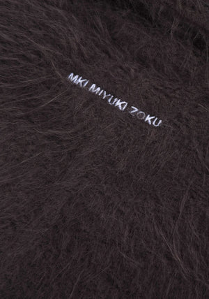 Faux Alpaca Track Jacket in Charcoal. MKI Miyuki Zoku.  Detail shot. 