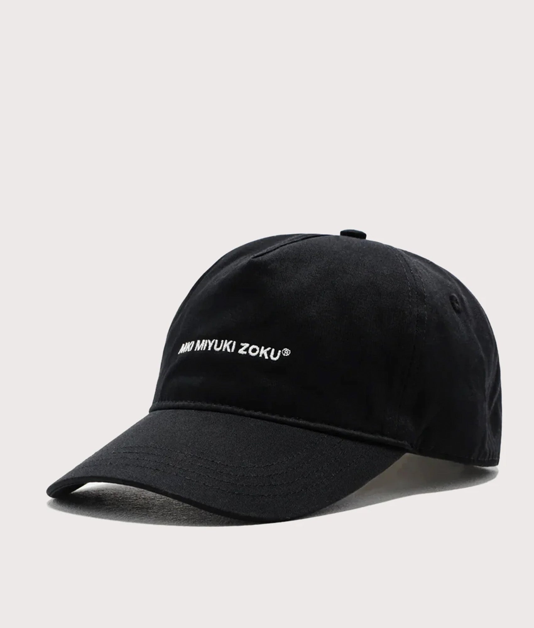 MKI MIYUKI ZOKU V2 Twill Baseball Cap in Black at EQVVS Menswear. Angled front shot.