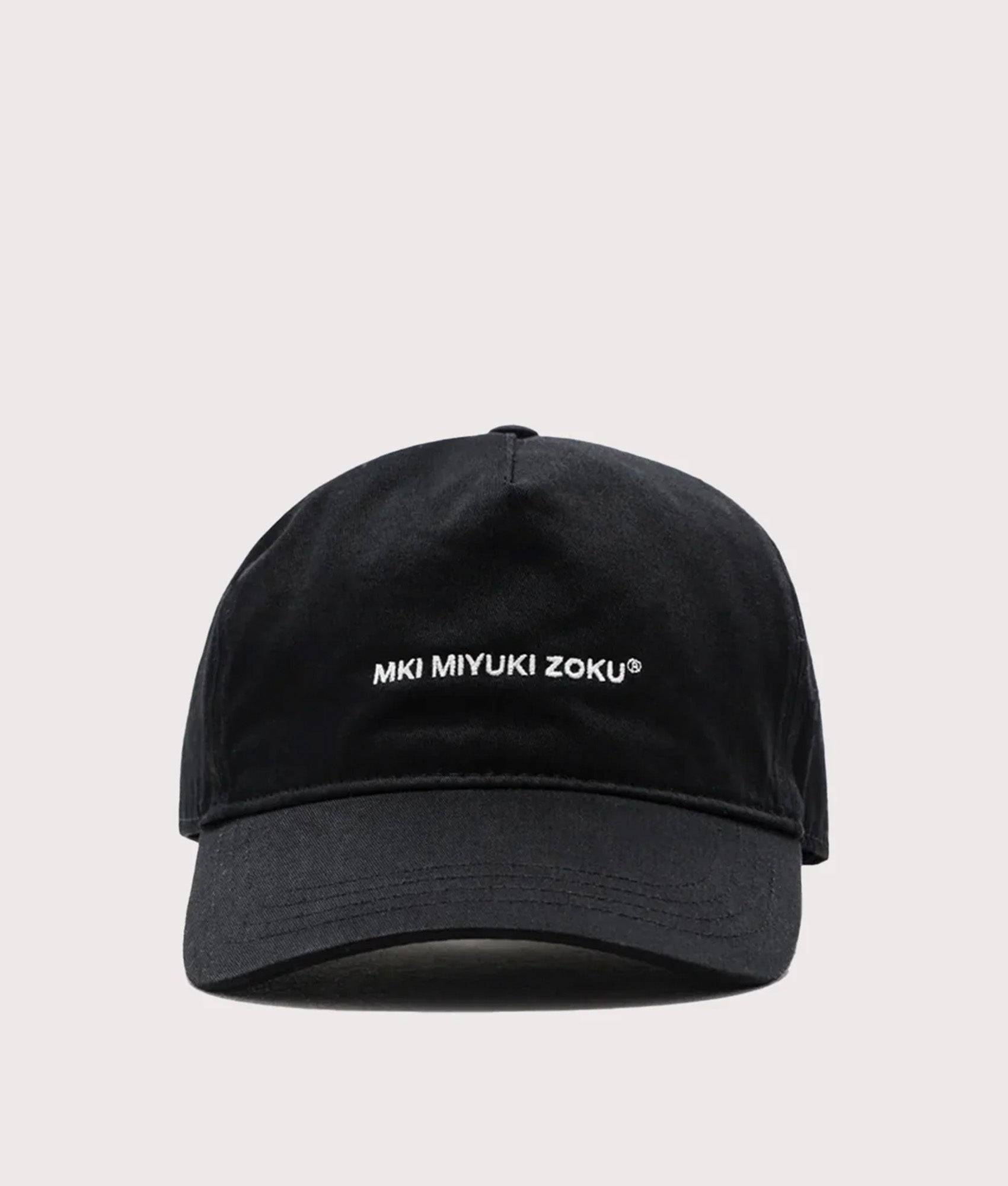 MKI MIYUKI ZOKU V2 Twill Baseball Cap in Black at EQVVS Menswear. Front shot.