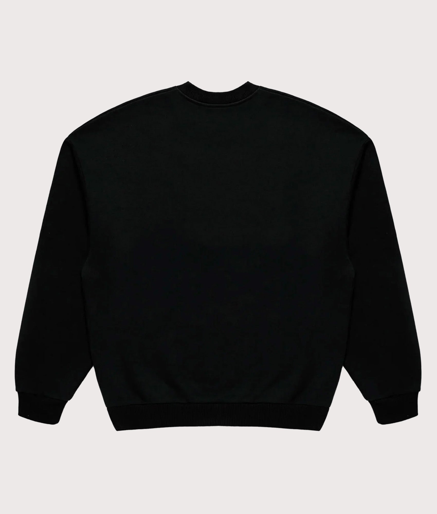 MKI MIYUKI ZOKU Oversized Linear Crewneck Sweatshirt in Black at EQVVS Menswear. Back shot.