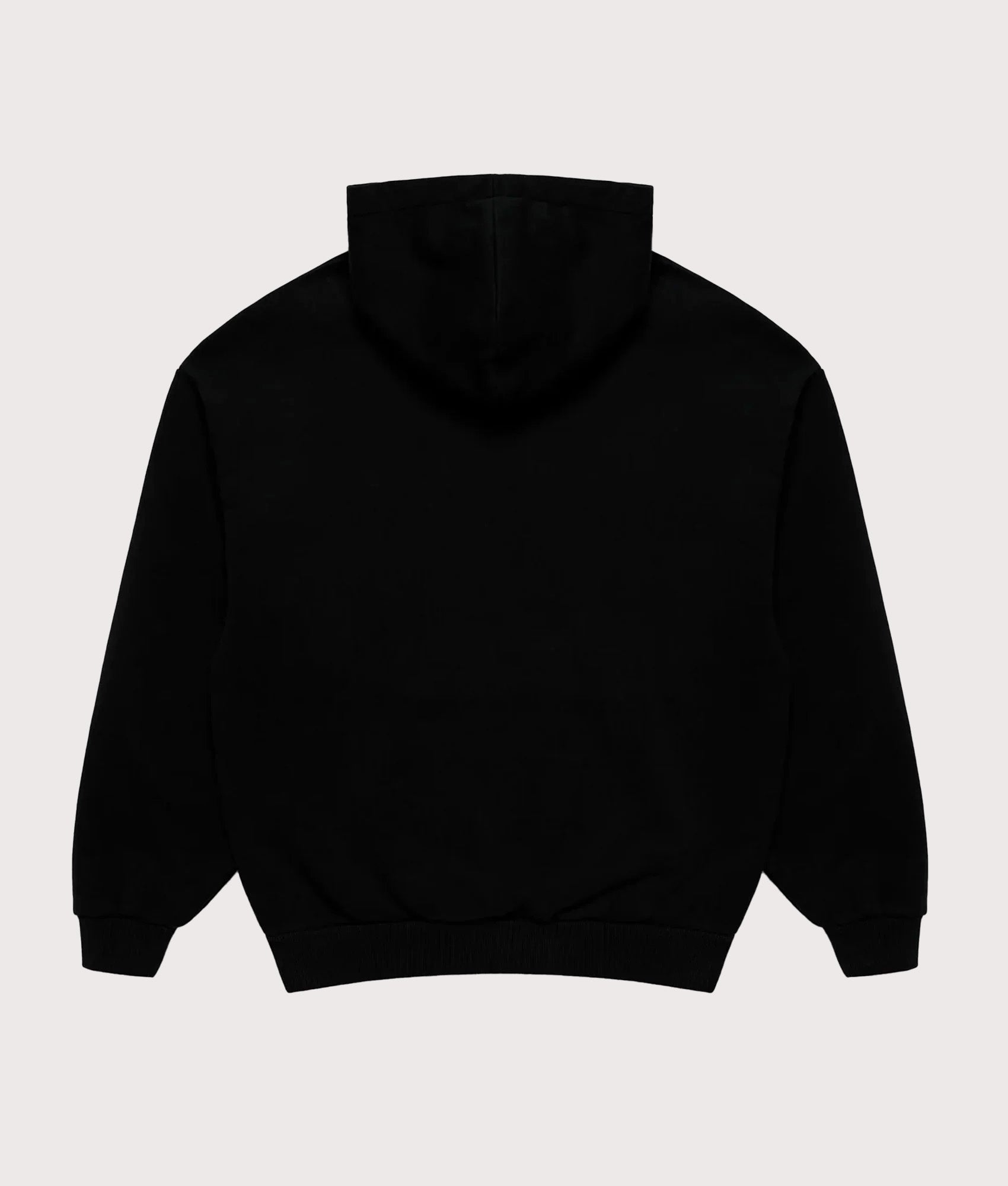 MKI MIYUKI ZOKU Oversized Linear Hoodie in Black at EQVVS Menswear. Back shot.