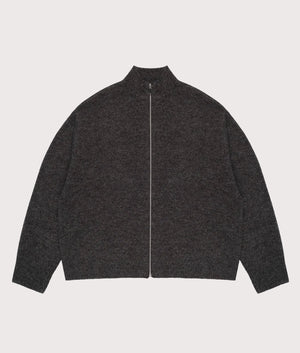 Mohair Blend Knit Track Jacket in Charcoal | MKI MIYUKI ZOKU | EQVVS