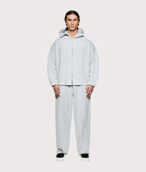 Mohair Knit Zip Through Hoodie in Light Grey | MKI MIYUKI ZOKU | EQVVS