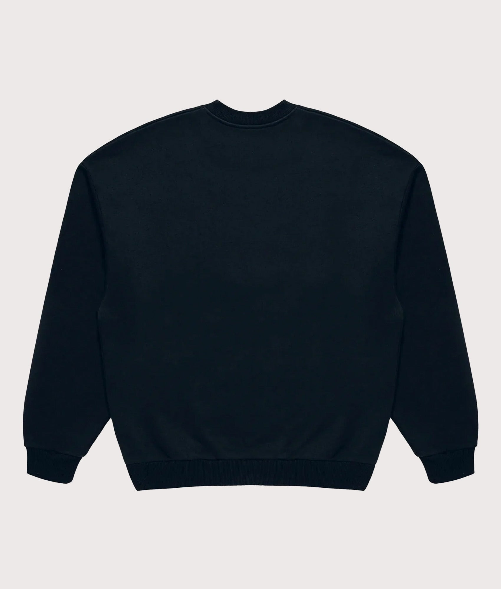 MKI MIYUKI ZOKU Oversized Uniform Crew Sweatshirt in Navy at EQVVS Menswear. Back shot.