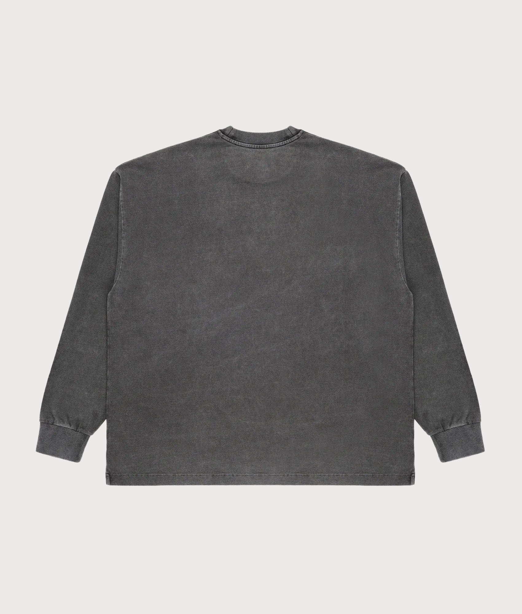 MKI Miyuki Zoku Long Sleeve Uniform T-Shirt in Pigment Black at EQVVS Menswear. Back shot.