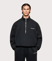 Oversized Uniform Quarter Zip Sweatshirt: Black 