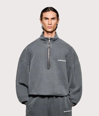 Oversized Uniform Quarter Zip Sweatshirt: Pigment Black 
