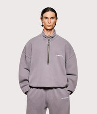 Oversized Uniform Quarter Zip Sweatshirt: Pigment Raisin 