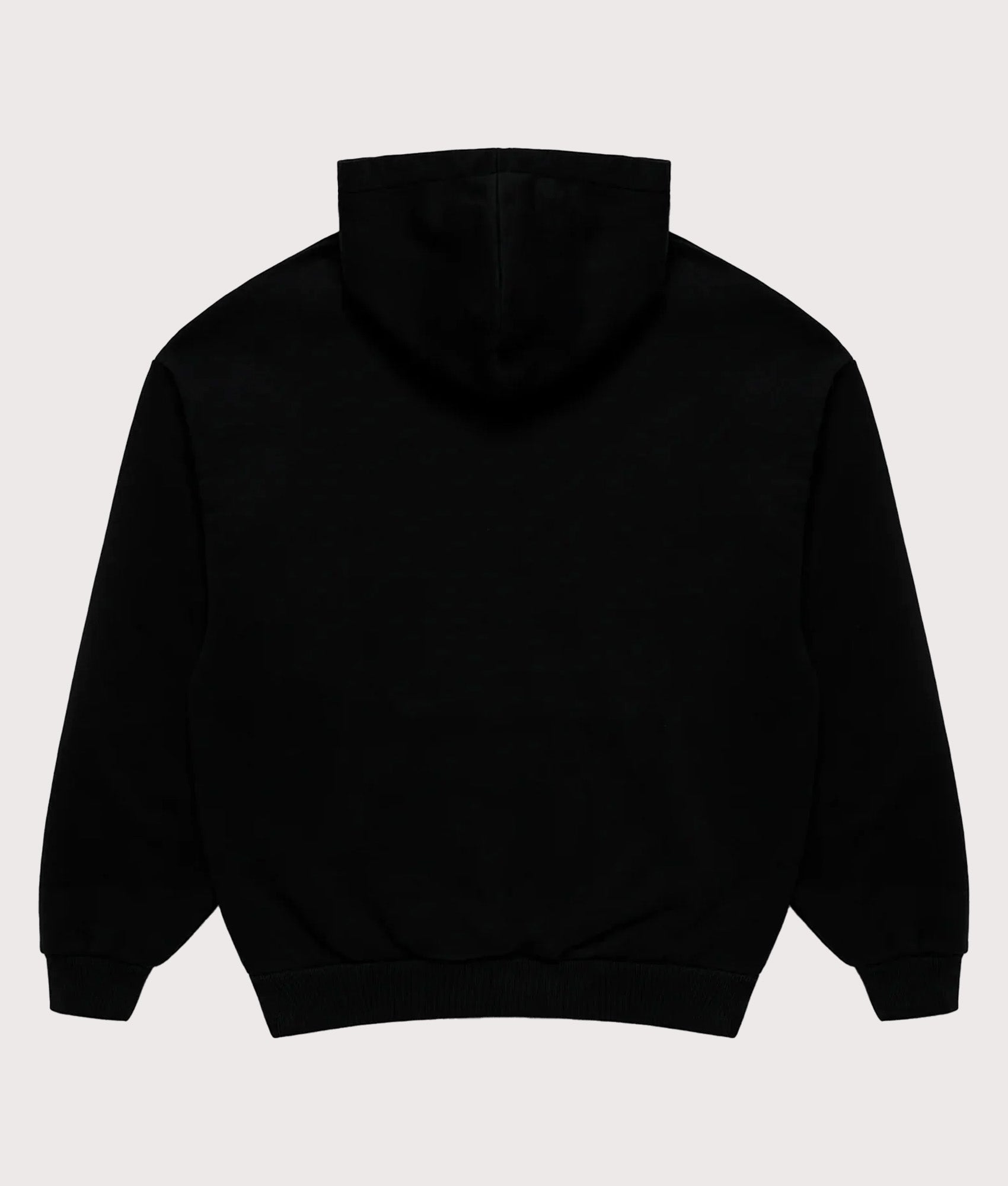 MKI MIYUKI ZOKU Oversized Uniform zip through hoodie in Black at EQVVS Menswear. Back shot.