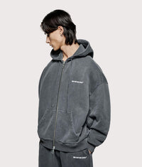 Oversized Uniform Zip Through Hoodie: Pigment Black 