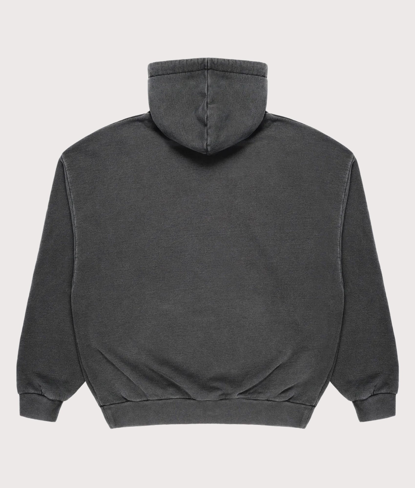 MKI MIYUKI ZOKU Oversized Uniform Zip Through Hoodie in Pigment Black at EQVVS Menswear. Back shot.