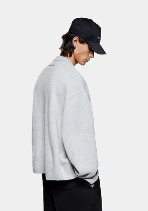 MKI Miyuki Zoku Grey Mohair Blend Knit Jumper. Reverse angle shot. 