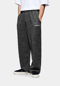 Relaxed Fit Mohair Blend Knit Wide Leg Joggers: Charcoal 