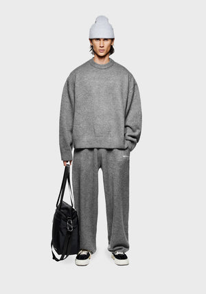 Mohair Blend Jumper in brown marl full model shot. 