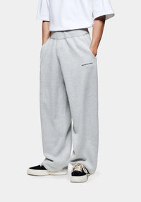 Relaxed Fit Mohair Blend Knit Wide Leg Joggers: Light Grey 