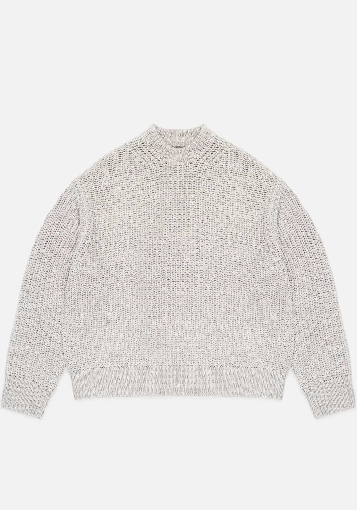 MKI Miyuki Zoku Chunky Rib Knit Crewneck Jumper in Grey. Front Shot.