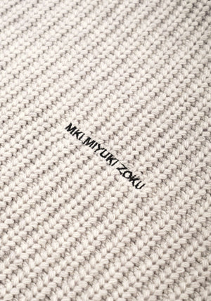 MKI Miyuki Zoku Chunky Rib Knit Hoodie in Grey. at EQVVS Detail Shot.