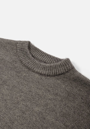 Detail shot, MKI Miyuki Zoku Mohair Blend Knit Jumper Brown Marl. 