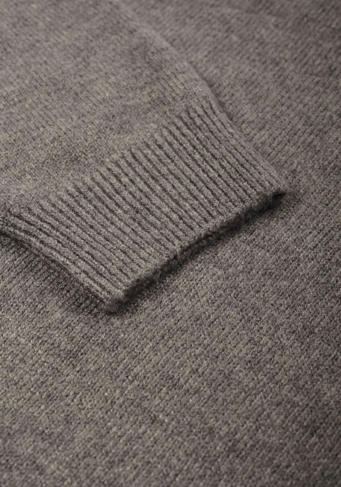 Detail shot MKI Miyuki Zoku Mohair Blend Knit Jumper in Brown Marl. 