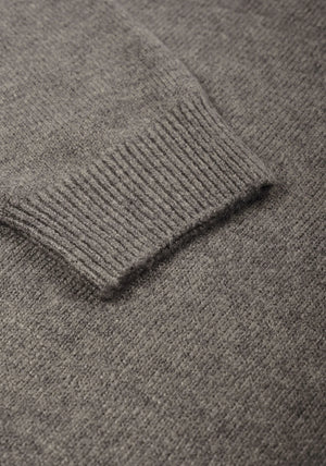 Detail shot MKI Miyuki Zoku Mohair Blend Knit Jumper in Brown Marl. 