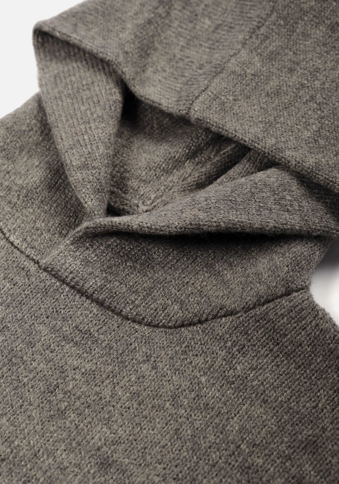 MKI MIYUKI ZOKU Mohair Blend Knit Hoodie in Brown Marl at EQVVS Menswear. Detail Shot. 