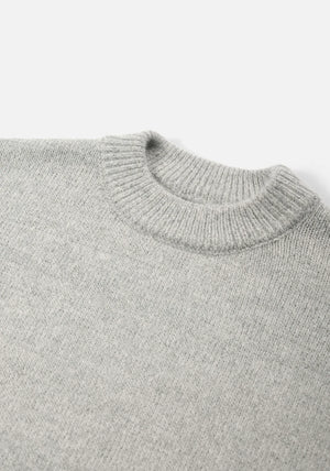 MKI Miyuki Zoku Mohair Blend Jumper in grey. Detail shot. 
