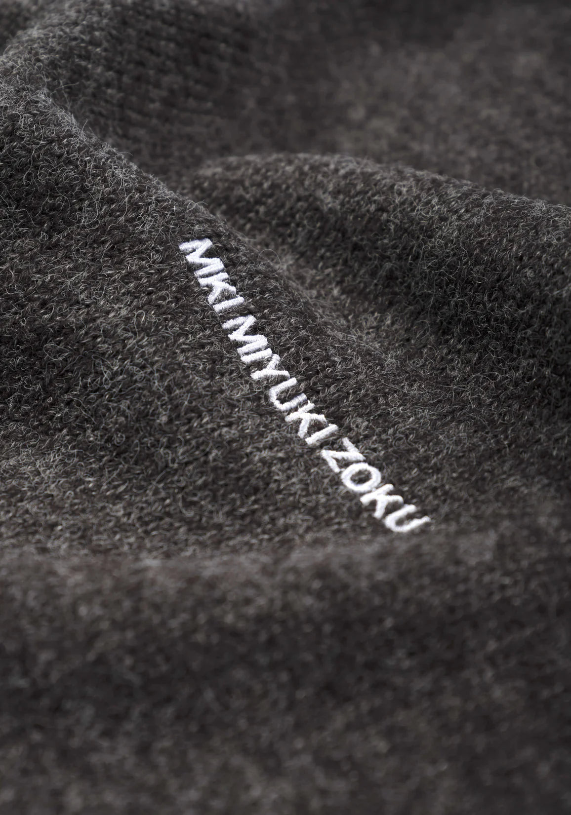 Detail shot MKI Miyuki Zoku Charcoal Mohair Blend Knit Jumper