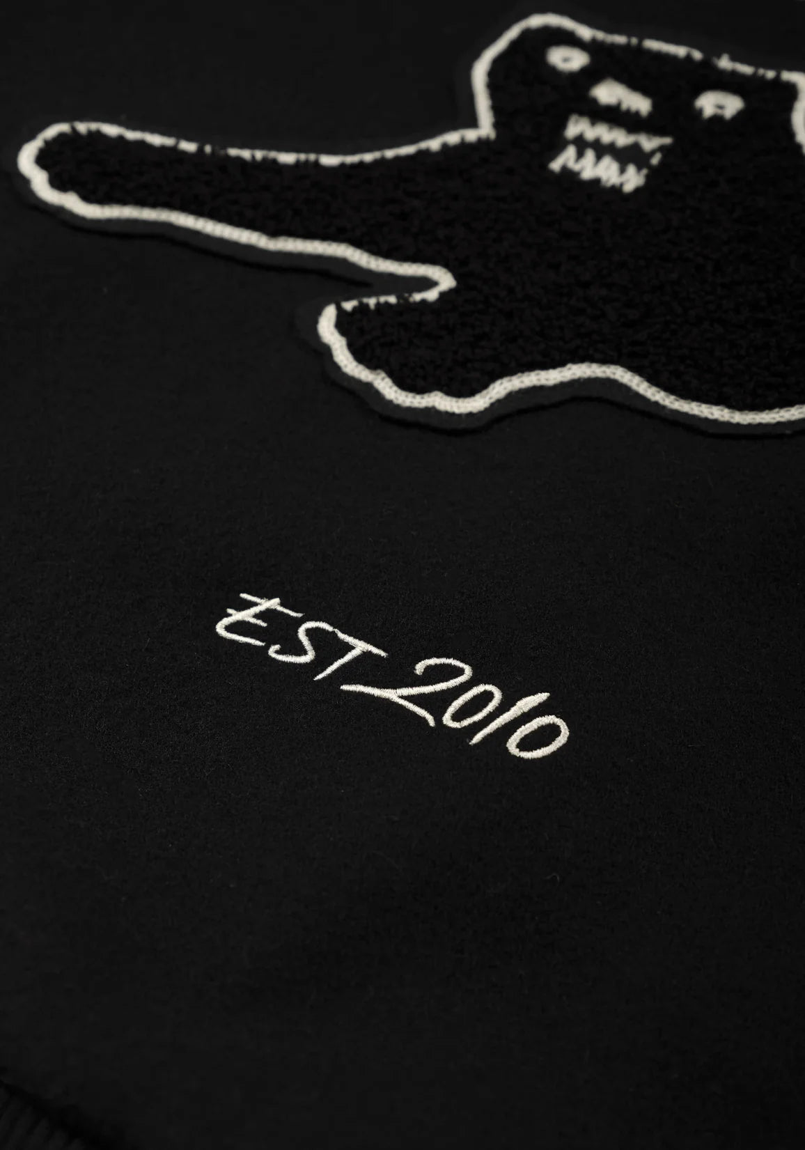 Black Patch Varsity Jacket MKI Miyuki Zoku. Detail shot. 