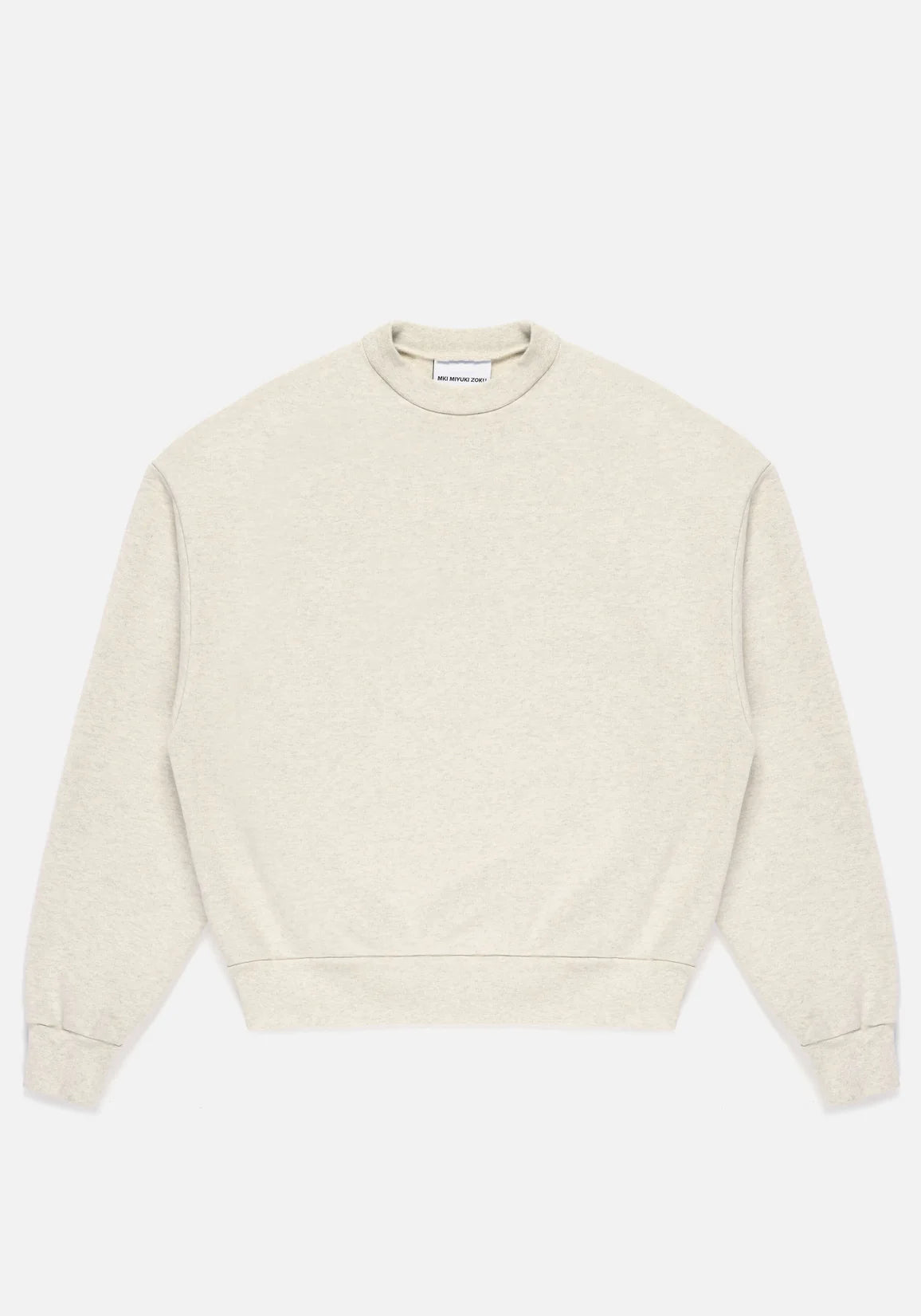 MKI MIYUKI ZOKU Oversized 800 GSM Superweight Sweatshirt in Oatmeal at EQVVS Menswear. Front Flat Shot. 