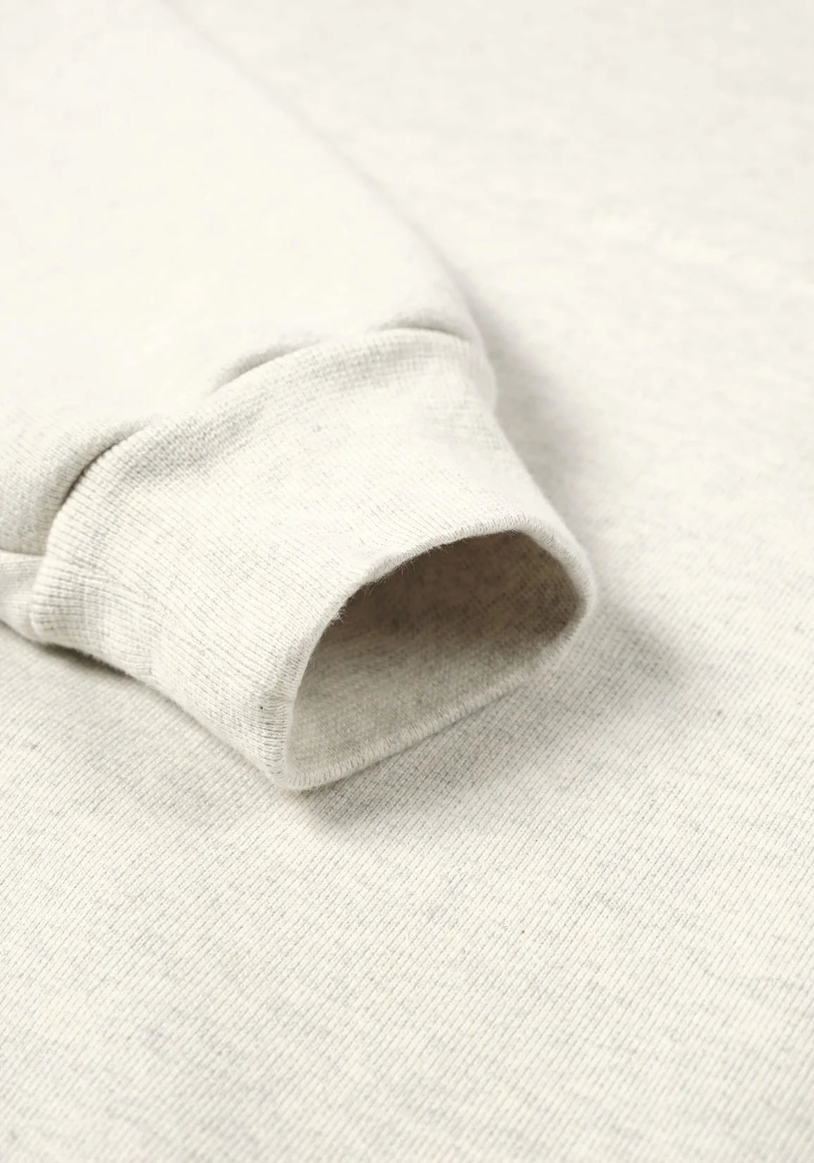 MKI MIYUKI ZOKU Oversized 800 GSM Superweight Sweatshirt in Oatmeal at EQVVS Menswear. Detail Shot. 