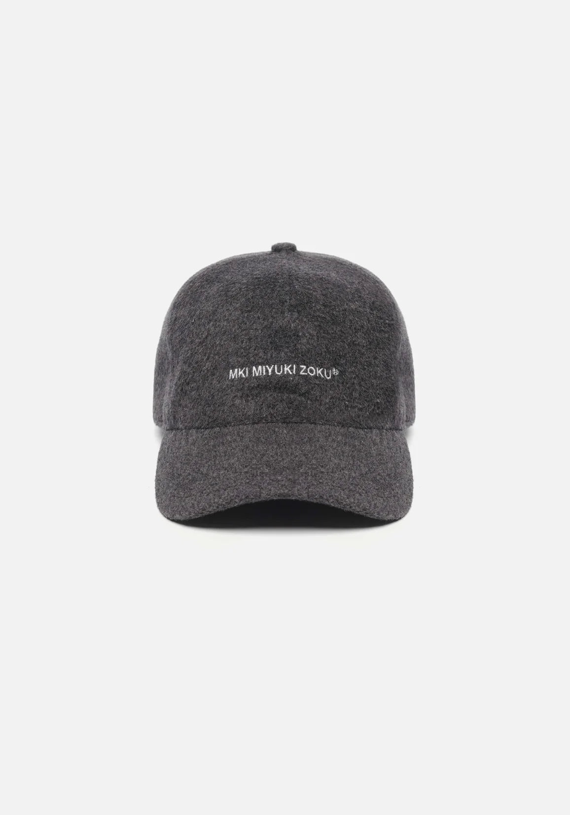 MKI MIYUKI ZOKU V2 Mohair Ball Cap in Charcoal at EQVVS Menswear Front shot
