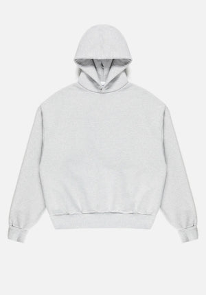 MKI MIYUKI ZOKU 800 GSM Superweight Hoodie in Grey at EQVVS. Front Flat Shot. 