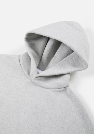 MKI MIYUKI ZOKU 800 GSM Superweight Hoodie in Grey at EQVVS. Detail Shot. 